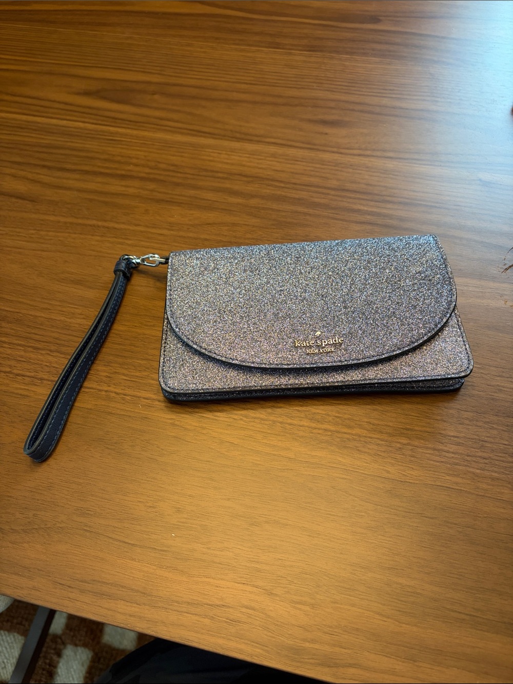 kate spade Glitter Wristlet Clutch - Silver/Blue Glitter